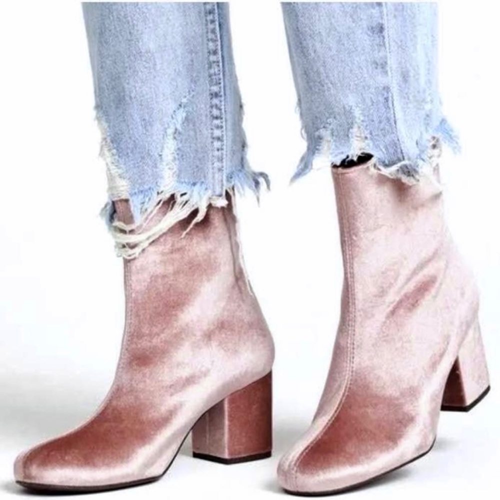 Free People Cecile Velvet Block Heel Boots - Picture 3 of 7